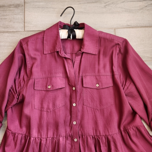 Westbound Women's Mini Dress XL Burgundy Red Tiered Babydoll Relaxed Fit A-line - Picture 5 of 12